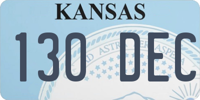 KS license plate 130DEC