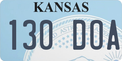 KS license plate 130DOA