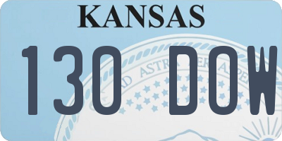 KS license plate 130DOW