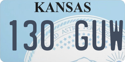 KS license plate 130GUW