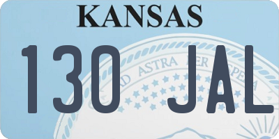 KS license plate 130JAL