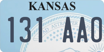 KS license plate 131AAO