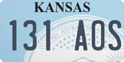 KS license plate 131AOS