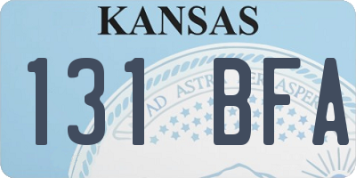 KS license plate 131BFA