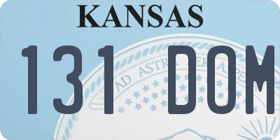 KS license plate 131DOM
