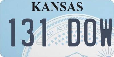 KS license plate 131DOW