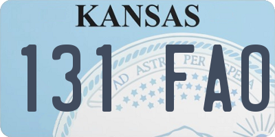 KS license plate 131FAO