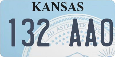 KS license plate 132AAO