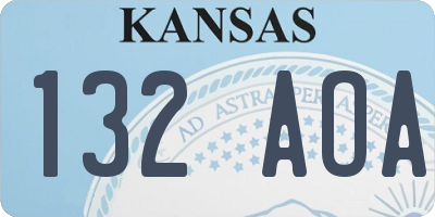 KS license plate 132AOA