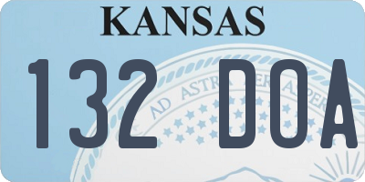 KS license plate 132DOA
