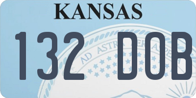 KS license plate 132DOB