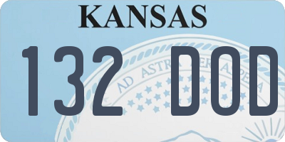 KS license plate 132DOD