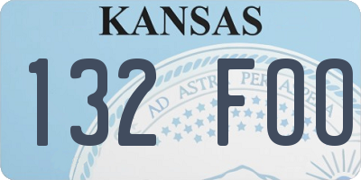 KS license plate 132FOO