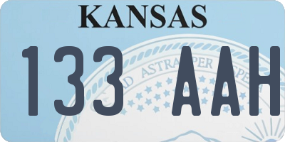 KS license plate 133AAH