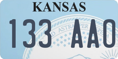 KS license plate 133AAO