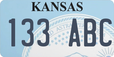 KS license plate 133ABC