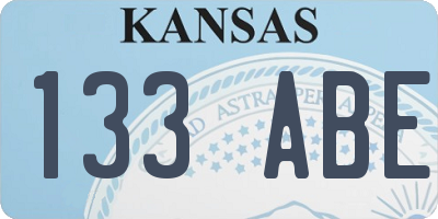 KS license plate 133ABE