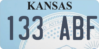KS license plate 133ABF