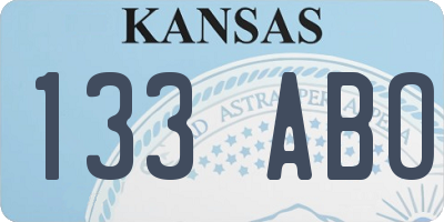 KS license plate 133ABO