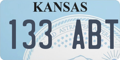 KS license plate 133ABT
