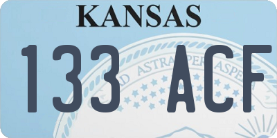 KS license plate 133ACF