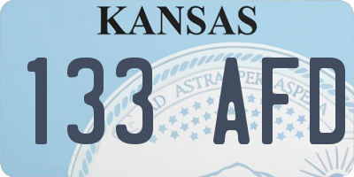KS license plate 133AFD