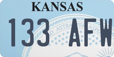 KS license plate 133AFW