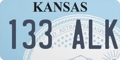 KS license plate 133ALK