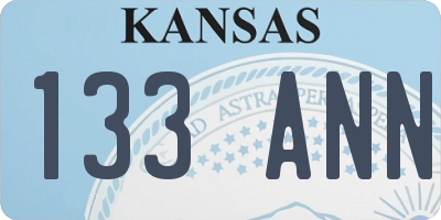KS license plate 133ANN
