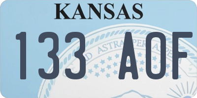 KS license plate 133AOF