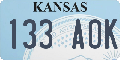 KS license plate 133AOK