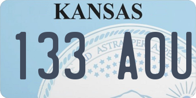 KS license plate 133AOU