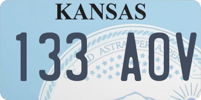 KS license plate 133AOV