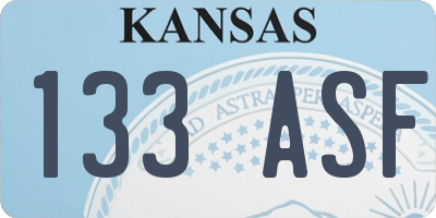 KS license plate 133ASF