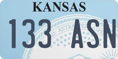 KS license plate 133ASN
