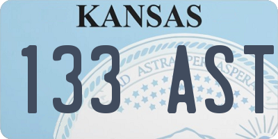 KS license plate 133AST