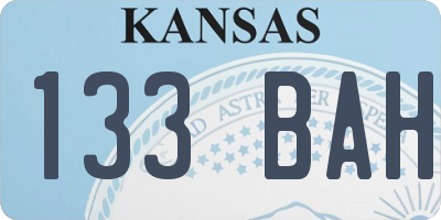 KS license plate 133BAH