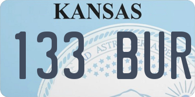 KS license plate 133BUR