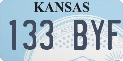 KS license plate 133BYF