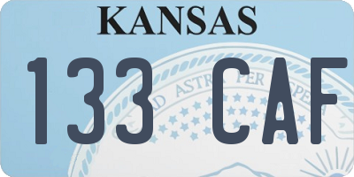 KS license plate 133CAF