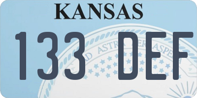 KS license plate 133DEF