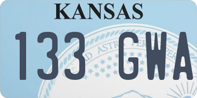 KS license plate 133GWA