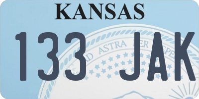 KS license plate 133JAK