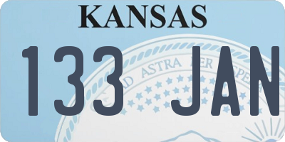 KS license plate 133JAN