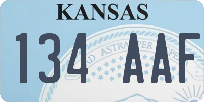 KS license plate 134AAF