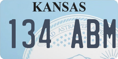 KS license plate 134ABM