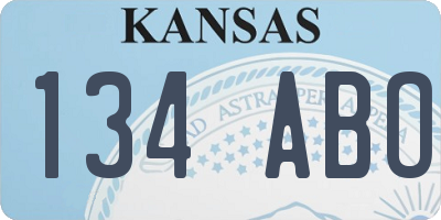 KS license plate 134ABO