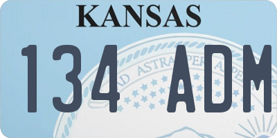 KS license plate 134ADM