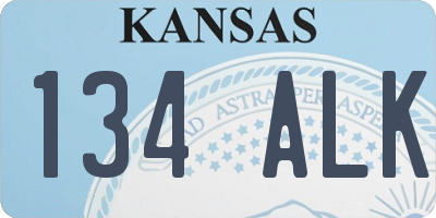 KS license plate 134ALK