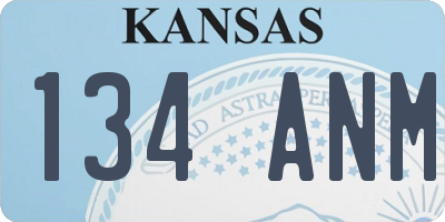 KS license plate 134ANM